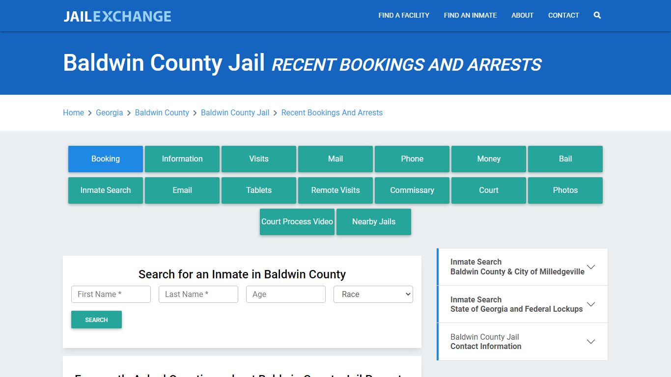 Baldwin County Jail GA Recent Arrests and Bookings - Jail Exchange